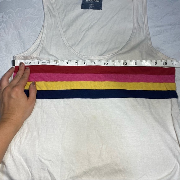ModCloth Camp Collection Rainbow Stripe Tank Top Relaxed Fit Summer Loose No Sz - Picture 5 of 9